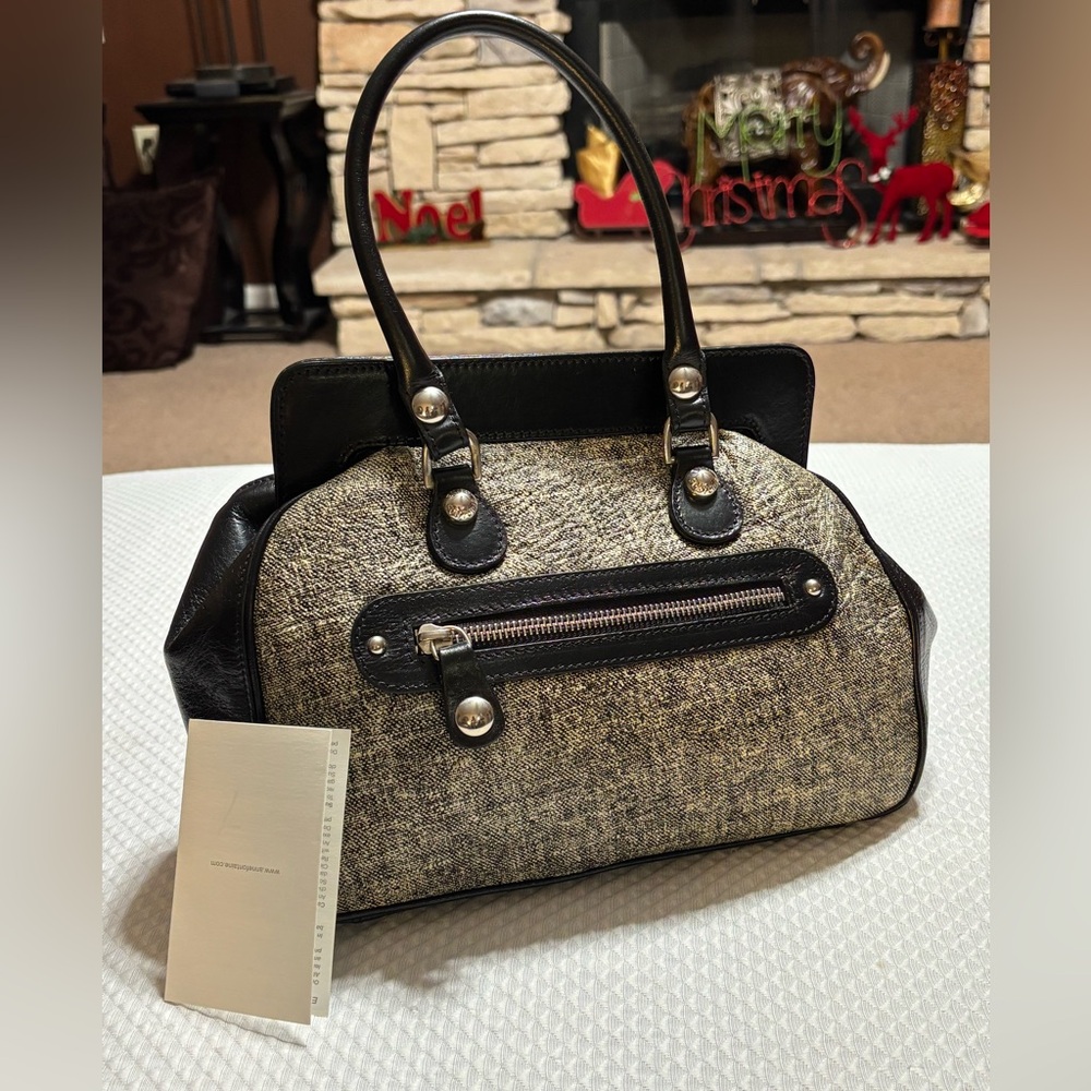 Anne Fontaine Black and Gold Satchel